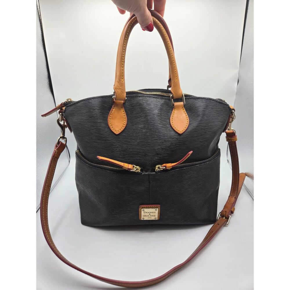 Dooney &Bourke Dillen Double Zip Pocket Satchel Black & Brown